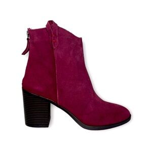 MIA Rhys Burgundy Red Leather Heeled Booties Size 6.5